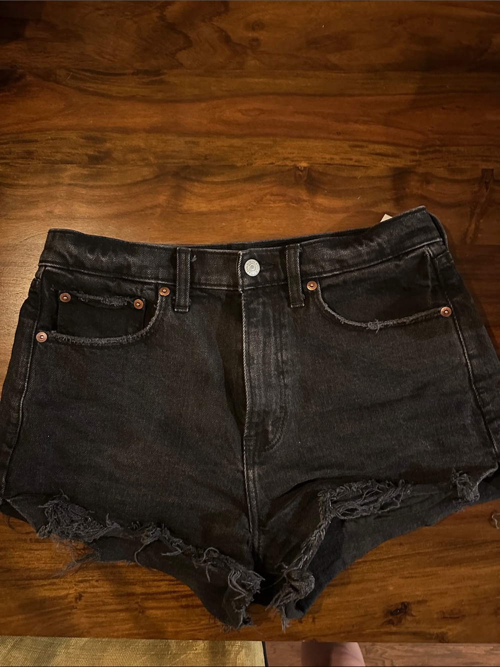 Abercrombie High-Waist Black Denim Cutoff Shorts